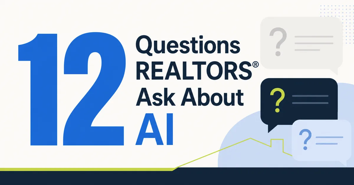 Illustration representing the 12 most common questions REALTORS® ask about AI tools.